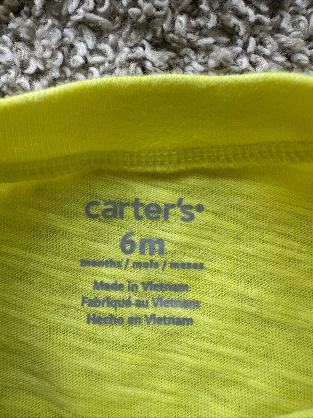 Carter’s Baby Boy Neon Yellow Dinosaur Pocket Henley Tee 6M